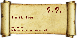 Imrik Iván névjegykártya
